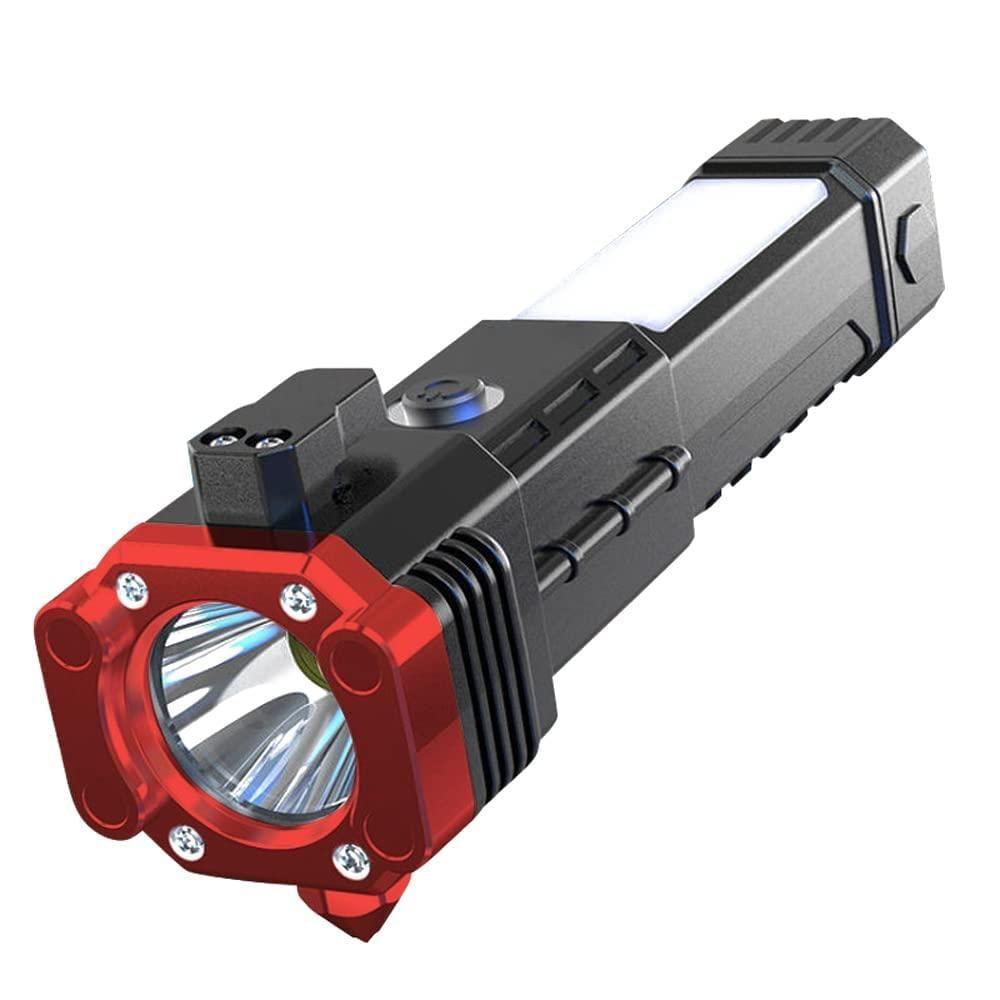 Portable LED Flashlight Multifunctional Work Light Power Bank Emergencies Safety Hammer Waterproof with Sidelight 4 Light Modes