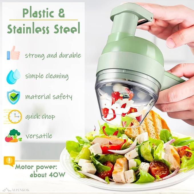 4 in 1 Portable Electric Vegetable Chopper Cutter Set For Kitchen Use