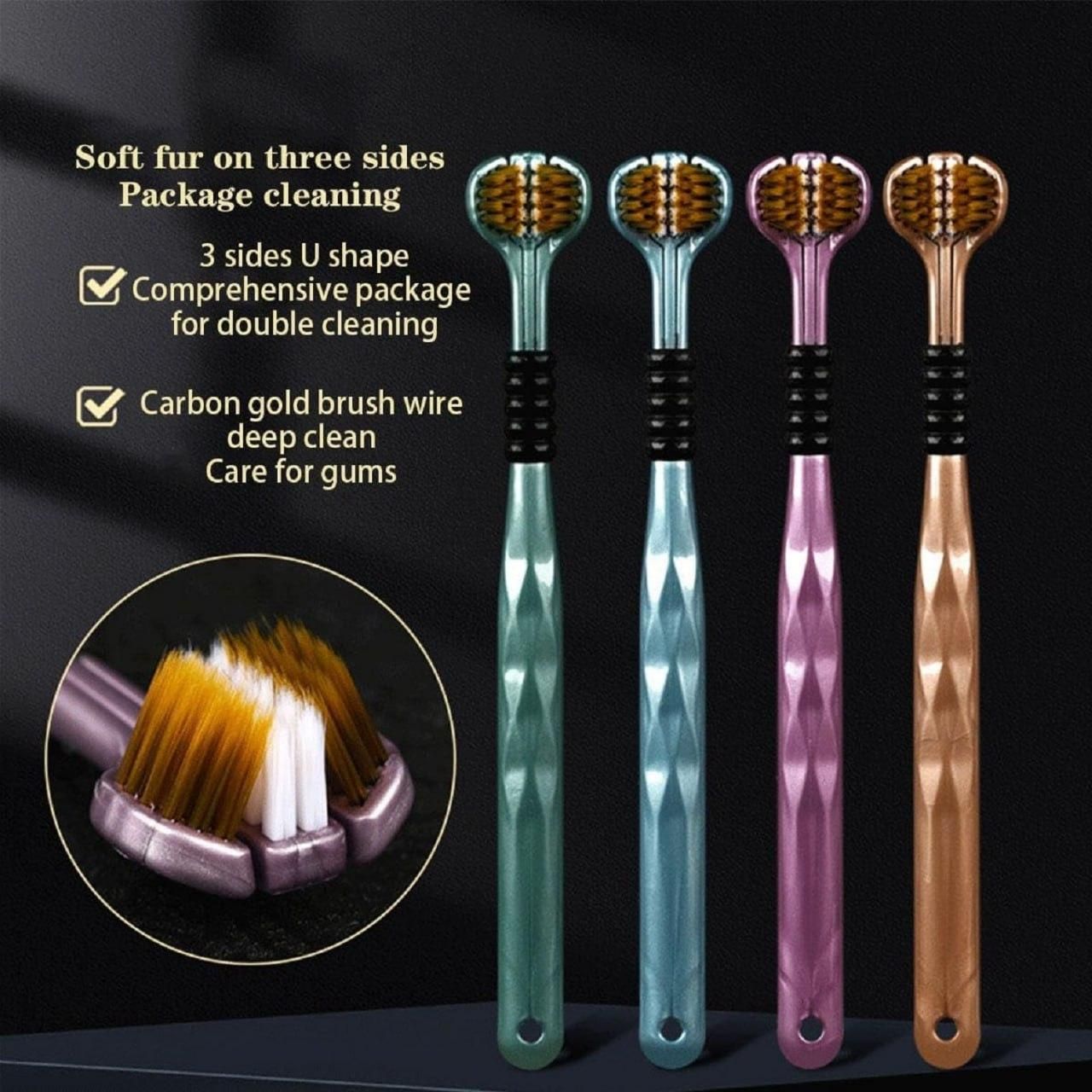 3 SIded Tooth Brush Pack of 4 Men And Women