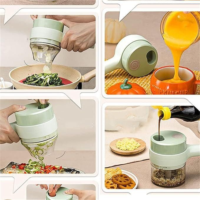 4 in 1 Portable Electric Vegetable Chopper Cutter Set For Kitchen Use