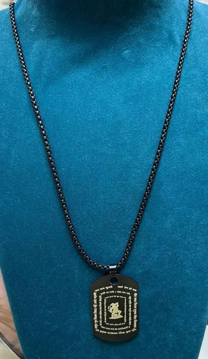 Hanuman Chalisa 9 Verse Tag Necklace And Chain for Men