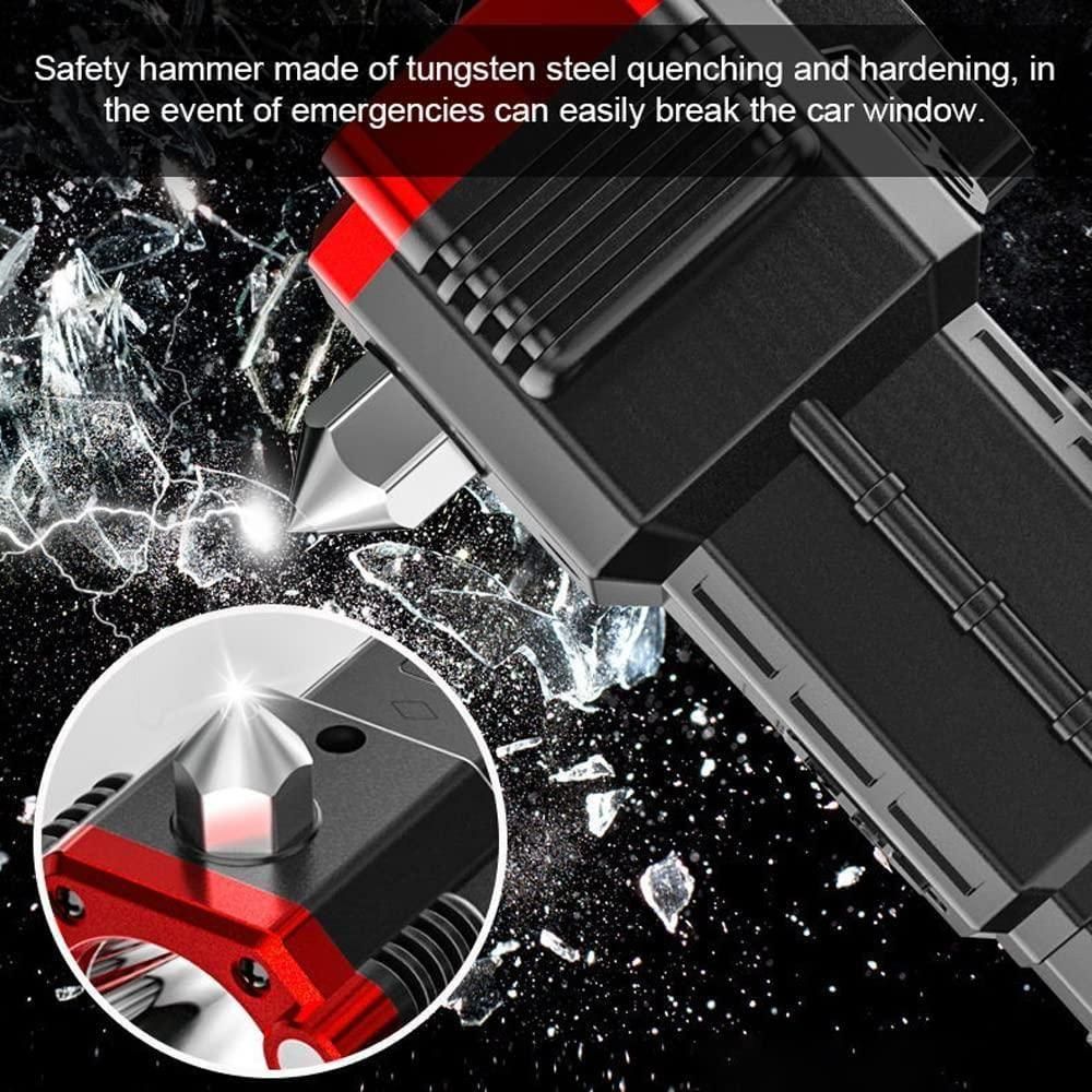 Portable LED Flashlight Multifunctional Work Light Power Bank Emergencies Safety Hammer Waterproof with Sidelight 4 Light Modes