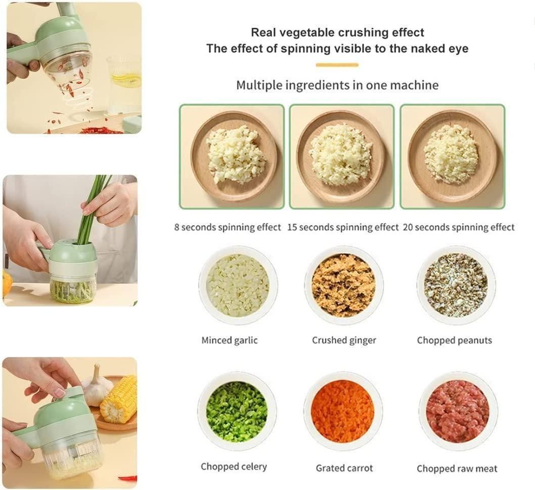 4 in 1 Portable Electric Vegetable Chopper Cutter Set For Kitchen Use
