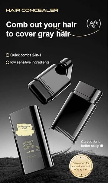 Hair Color Comb Stick, Waterproof and Sweat-Proof Grey Hair Coverage for Men & Women