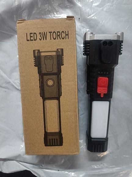 Portable LED Flashlight Multifunctional Work Light Power Bank Emergencies Safety Hammer Waterproof with Sidelight 4 Light Modes