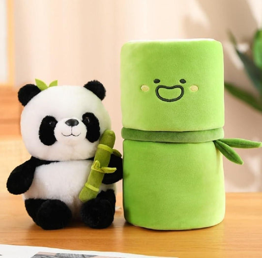 Cute Panda Plush with Bamboo Soft Stuffed Animals Toy